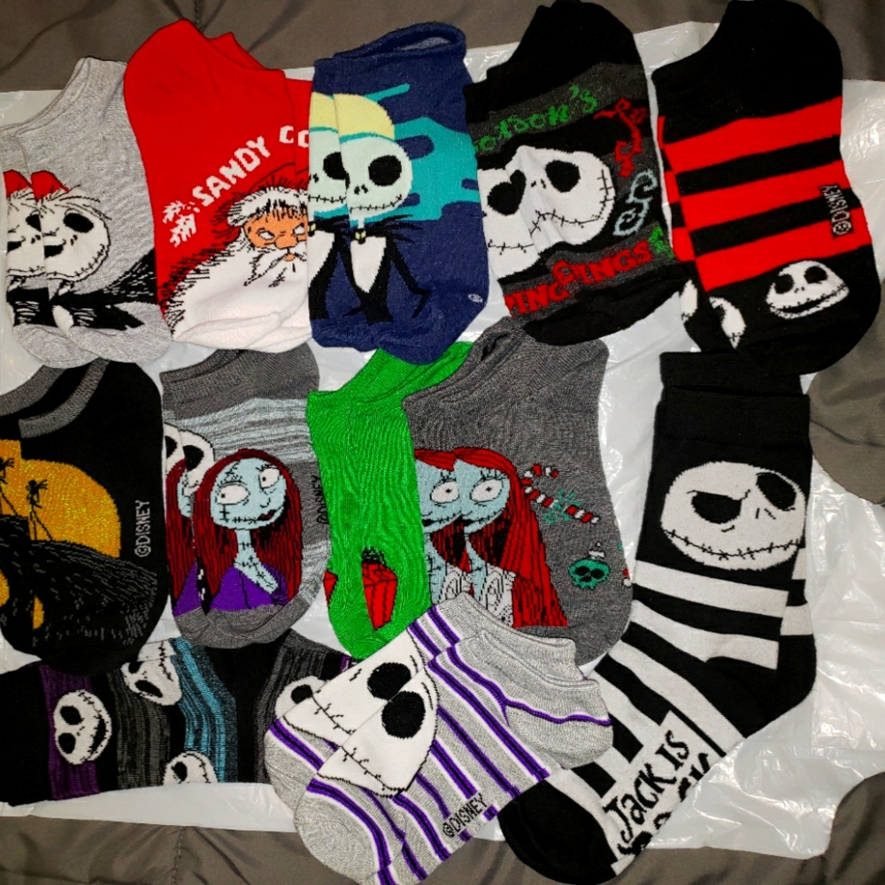 Disney Nightmare Before Christmas 12 Pairs Of Socks. One Size. Like New.